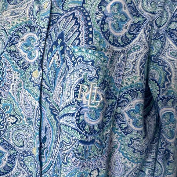 Lauren Ralph Lauren Sleepshirt Womens M Blue Knit Embroidered Button Sleepwear M - Picture 15 of 16